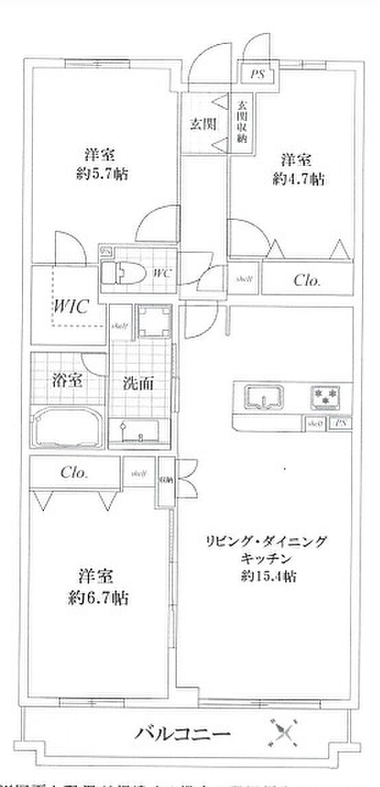 クリオ草加壱番館(3LDK) 3階の間取り図