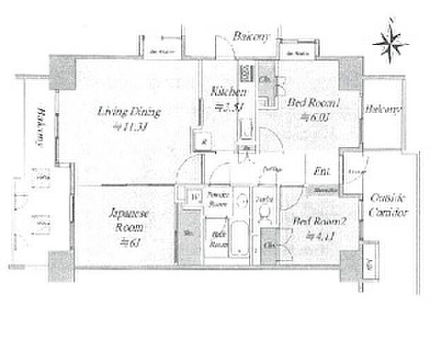 川越パーク・ホームズ(3LDK) 12階の間取り図