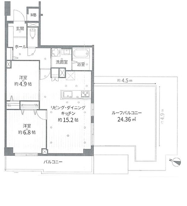与野ダイヤハイツ(2LDK) 9階の間取り図