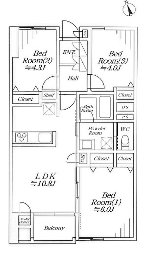ライオンズマンション川口本町(3LDK) 2階の間取り図