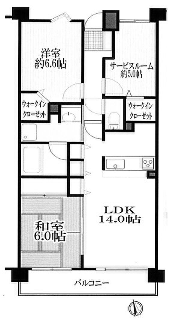 コスモ武蔵藤沢ウエストウイング(2SLDK) 3階の間取り図