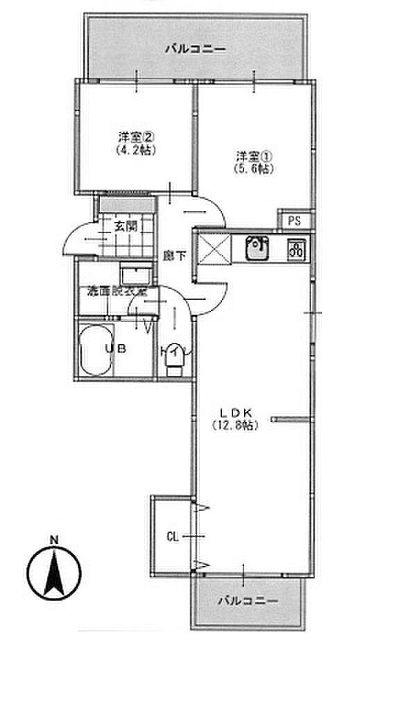 住建第十ハイプレース(2LDK) 1階の間取り図