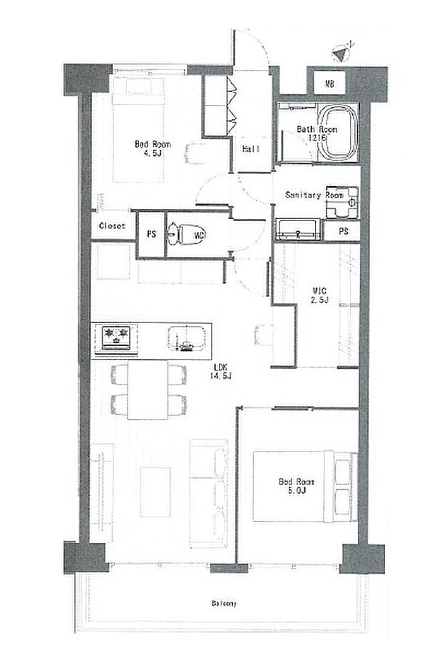 東海大宮マンション(2LDK) 4階の間取り図