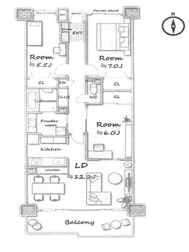 ネオハイツ中浦和(3LDK) 2階の間取り図