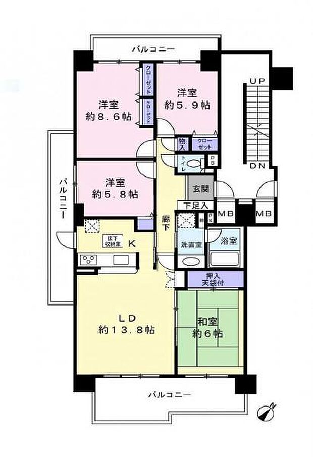コープシティ桜台　5号棟(4LDK) 1階の間取り図