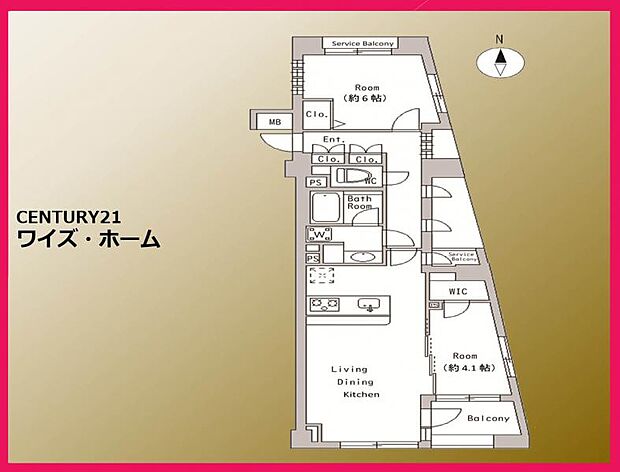 Ｂｒｉｌｌｉａ新宿若松町id(2LDK) 2階の間取り図