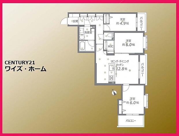 クリオ富士見台壱番館(3LDK) 3階の間取り図