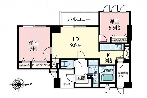 ディアグランゼ東村山(2LDK) 5階の間取り図