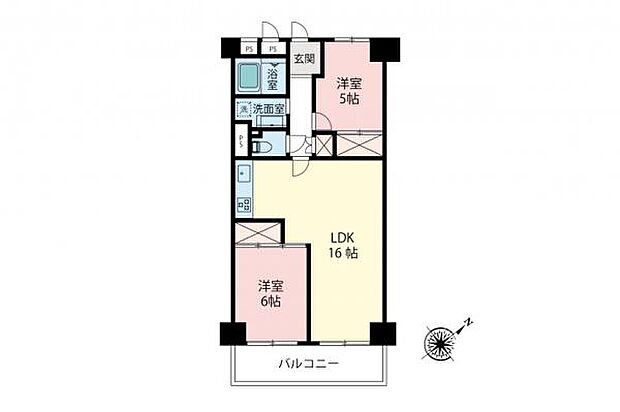 新武蔵野スカイハイツ(2LDK) 4階の間取り図