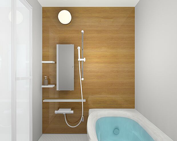 【浴室】浴室はLIXIL製の新品のユニットバスに交換いたします。床は水はけがよく汚れが付きにくい加工がされているのでお掃除ラクラクです。