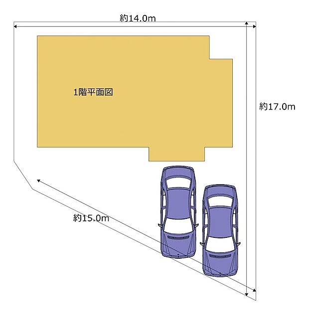 【敷地図】駐車スペースは普通車2台分のスペースを確保しています。夫婦で各1台駐車出来ます。