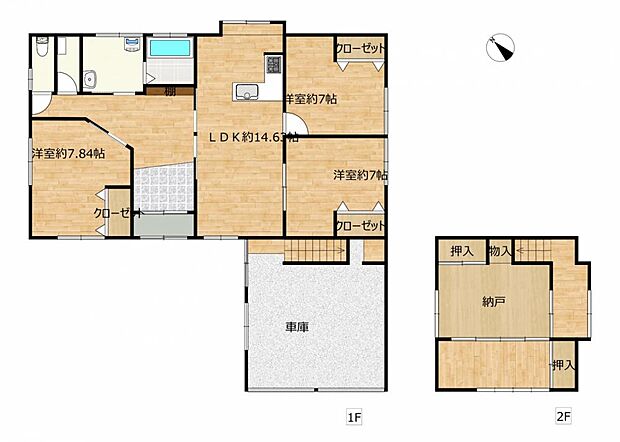 【間取図】3SLDKの住宅になるようにリフォームを行います。各居室に収納も新設予定です。2〜5人家族におすすめの住宅です。