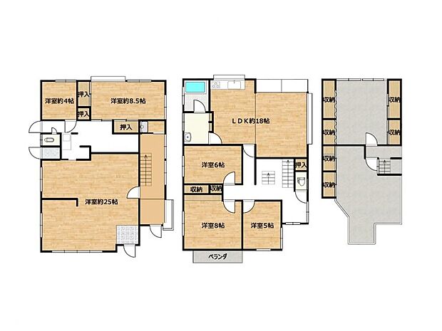 【間取り】8LDKの間取りです。一人一部屋お部屋を持つことができますね。