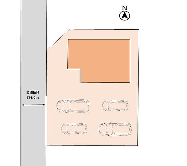 【配置図】駐車は並縦列4台止められます。