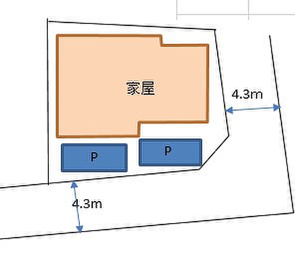 【区画図】土地約52坪。駐車スペースは2台に拡張致しました。