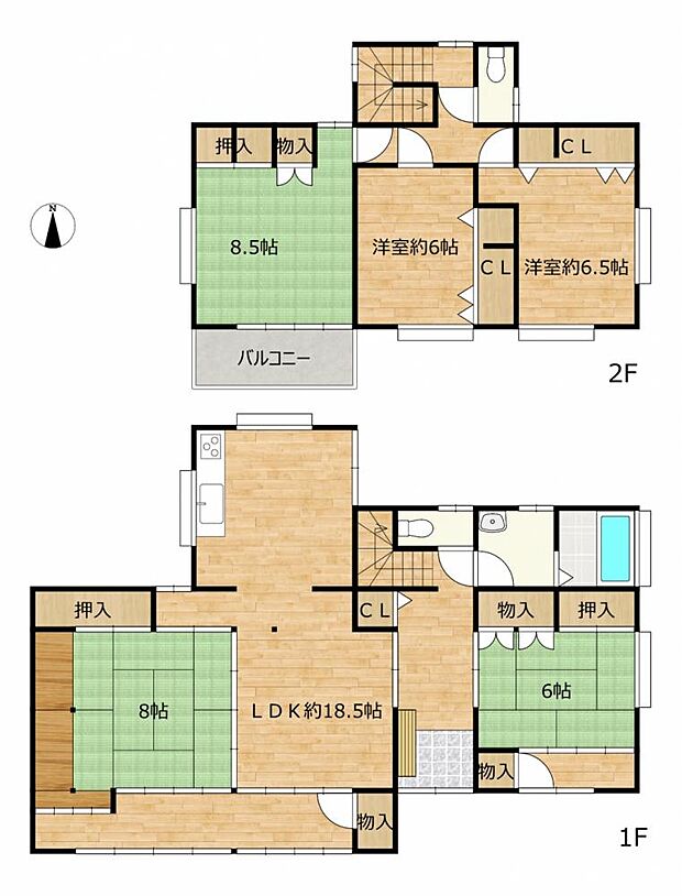 【リフォーム後・予定間取り】間取りは使い勝手の良い6LDKの2階建てです。各居室に収納を備えた、家族みんなが暮らしやすいおうちに生まれ変わります。