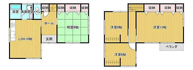 【間取り図】1階が和室の3LDK住宅です。床、クロス、建具、水回り設備は新品へ交換しています。
