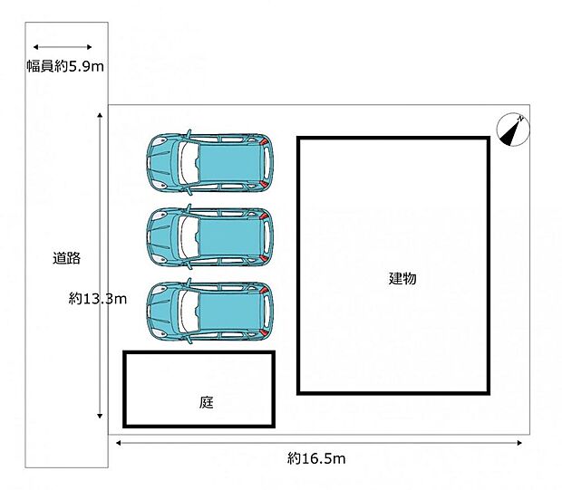 【区画図】区画図になります。駐車並列3台可能です。