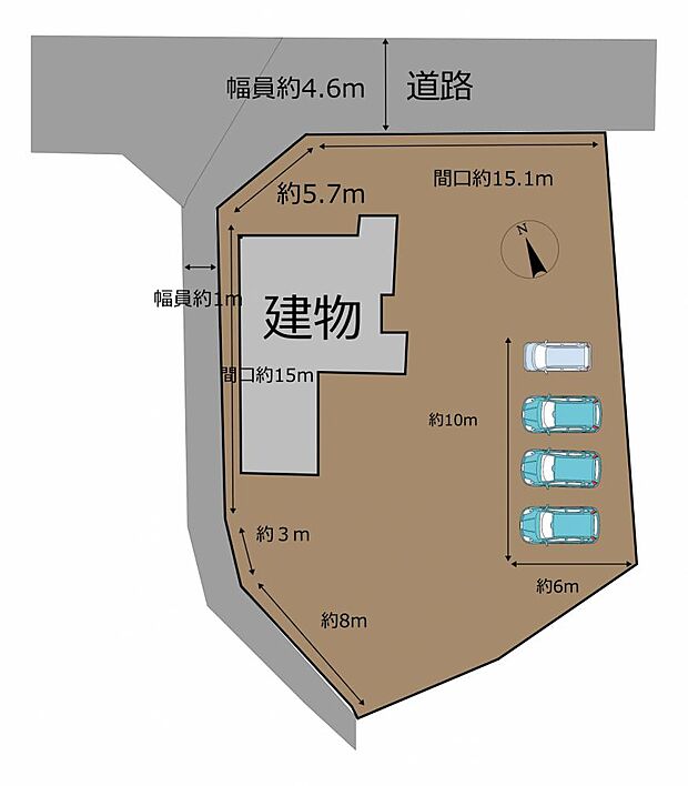 【区画図】リフォーム後区画図です。駐車場4台とめられます。