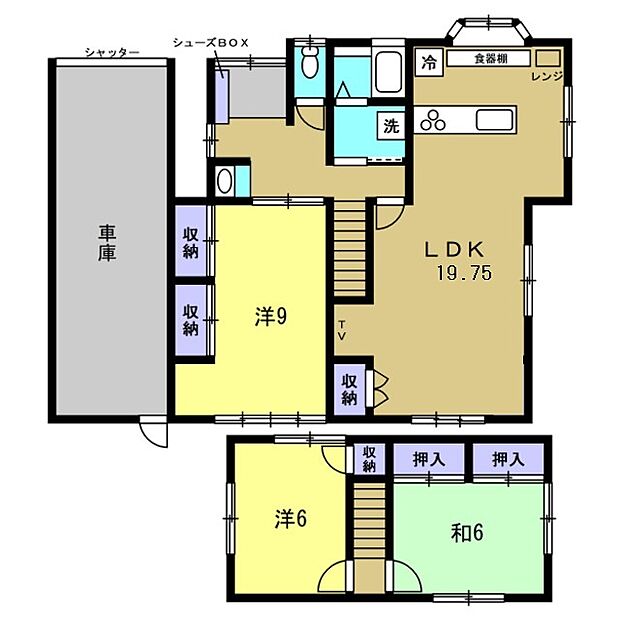 【リフォーム後間取図】4DKから使い勝手のいい3LDKに間取り変更を行いました。各室、リビングに収納スペースを設け、家族みんなが生活しやすい空間になりました。