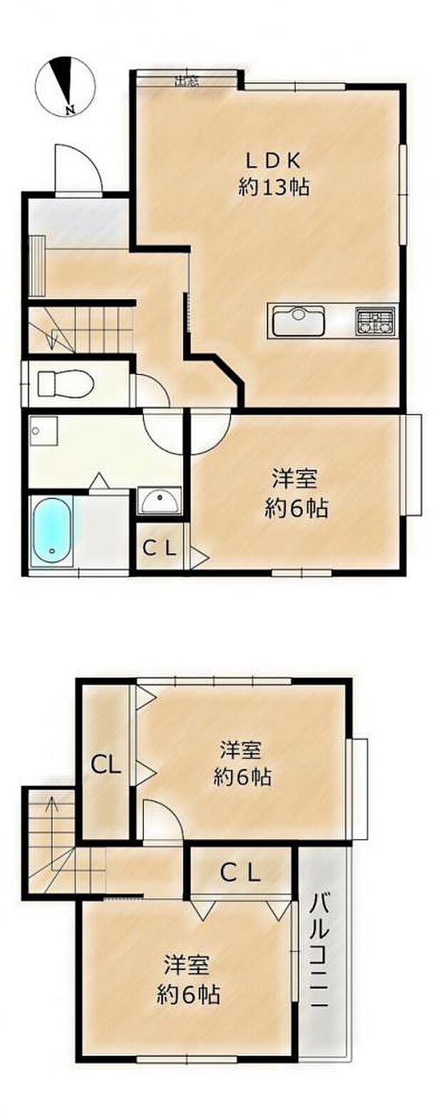 【間取図】3LDKの間取りに変更予定です。各部屋にCL新設します。