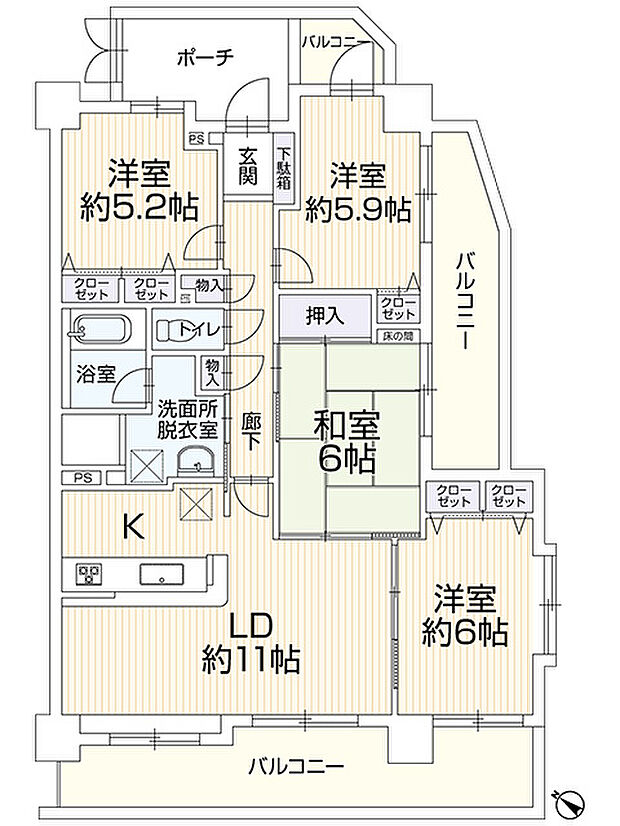 チュリス上安駅前　1101(4LDK) 11階の内観