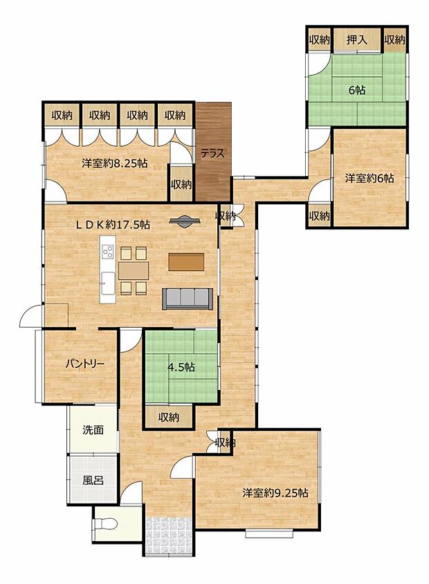 【間取り図】RF予定の間取り図です。部屋数も多く広々としたお家です。大人数でお住まいになる際にもゆとりのある間取りです。