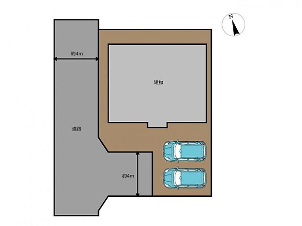 【区画図】お車並列2台駐車可能になりました。