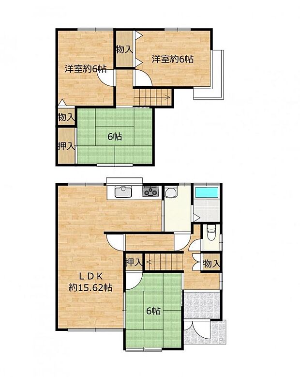 平成4年12月築・木造2階建・建物面積89.70m2（27.13坪）4LDKです。水回りの交換を中心としたリフォームでリフレッシュしましたのでさわやかに新生活をスタートできますよ。