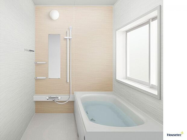 （同仕様写真）浴室は ハウステック製の1坪タイプ、新品のユニットバスに交換します。自動お湯張り、追い焚き機能付きで、生活時間帯が異なるご家族もみんな温かなお風呂に入れます。