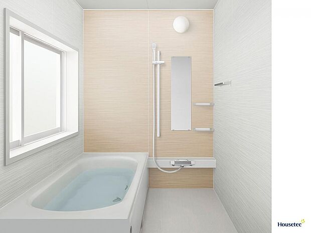 （同仕様写真）浴室は ハウステック製の1坪タイプ、新品のユニットバスに交換します。自動お湯張り、追い焚き機能付きで、生活時間帯が異なるご家族もみんな温かなお風呂に入れます。