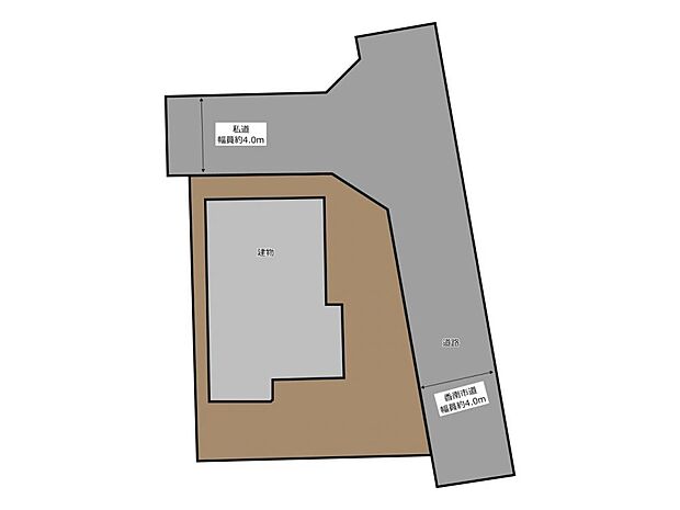 敷地全体の区画図です。敷地内に車を3台以上駐車可能です。