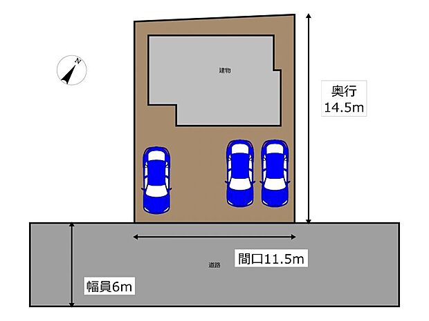 【リフォーム中】区画図です。並列3台駐車可能です。
