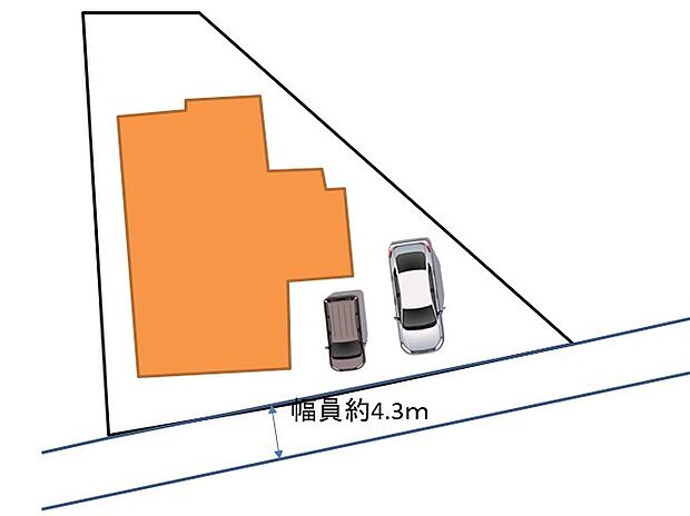【配置図】駐車スペースは並列で2台駐車出来るように玄関前、駐車場側の花壇など撤去し駐車しやすく工事します。