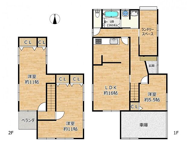 【リフォーム後間取り図】3〜4人家族におすすめの3LDKに間取り変更を行いました。各居室にクローゼットを新設、室内干しスペースを作り使い勝手のいいお家に生まれ変わりました。