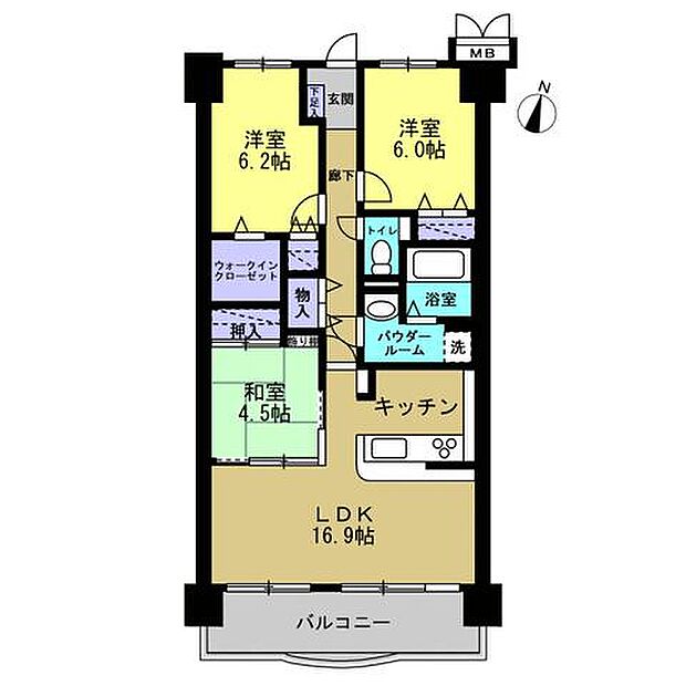 【リフォーム完了】使い勝手の良い3LDKの間取りです。キッチンはもちろん対面式です。