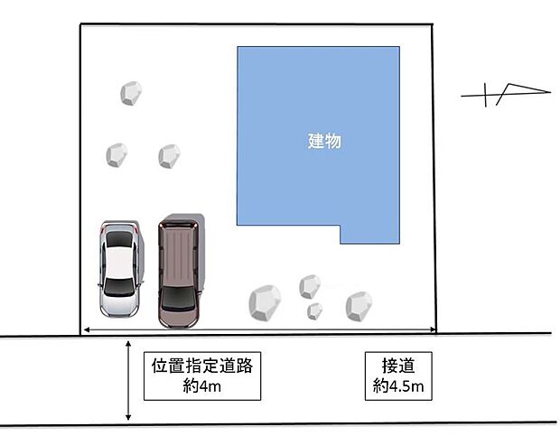 【リフォーム済】区画図になります。駐車2台可能69坪の土地になります。