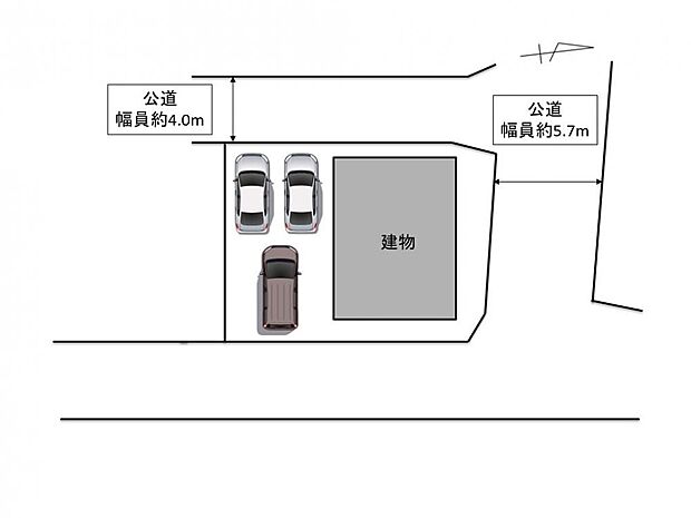 【区画図】駐車場も縦並列3台可能です。
