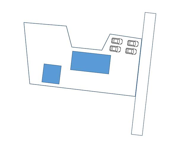 【区画図：リフォーム前】リフォーム前の区画図です。車は4台駐車可能です。
