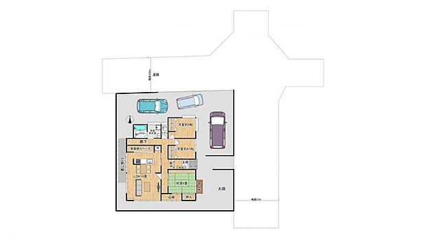 【敷地配置図】当住宅の敷地イメージです。図と異なる場合は現況を優先します。3台駐車可能です。