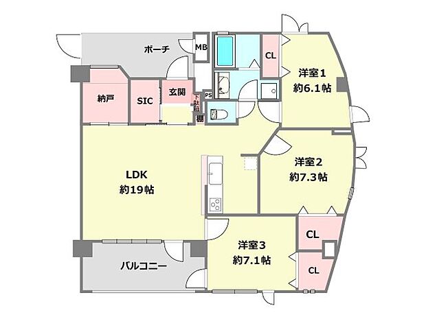 パレ武庫川プルミエール4(3SLDK) 2階の間取り図