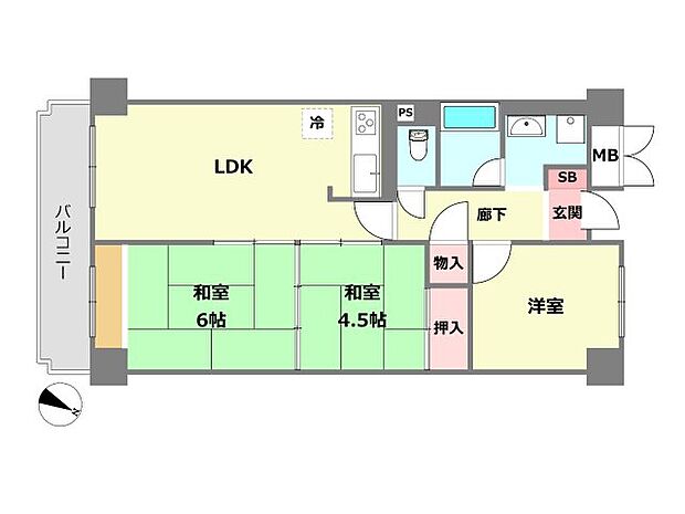 コンテ昆陽(3LDK) 4階の間取り図