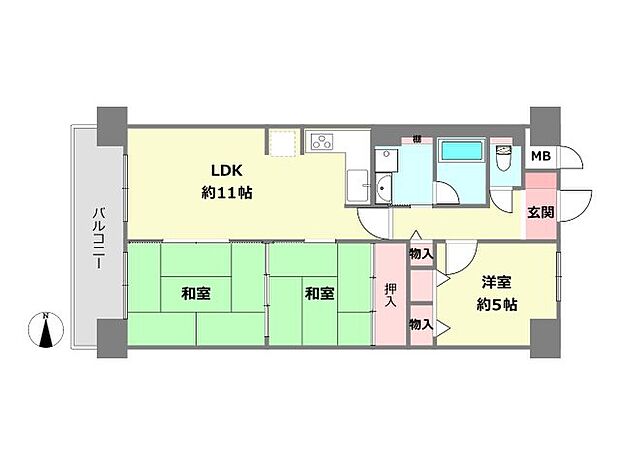 伊丹レックスマンション(3LDK) 3階の間取り図