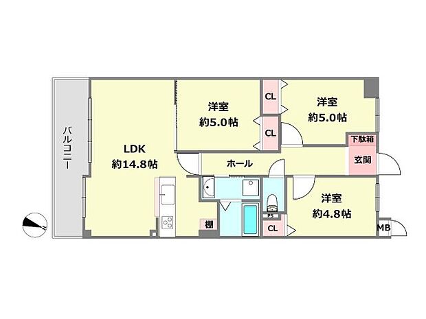エンゼルハイムパークステージ弐番館(3LDK) 8階の間取り図