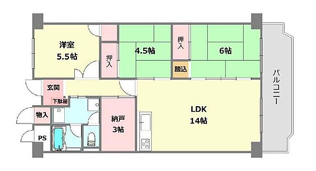 サンハイツ武庫之荘1号棟(3LDK) 8階の間取り図