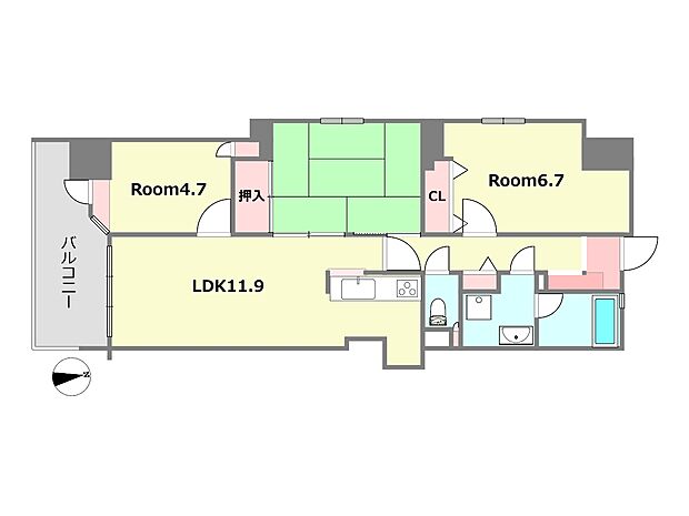 アズックヒル尼崎(3LDK) 9階の間取り図