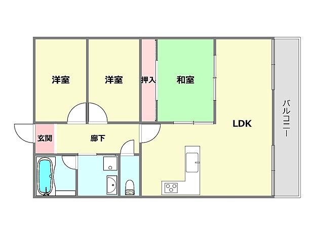 ローレルハイツ武庫之荘(3LDK) 6階の内観