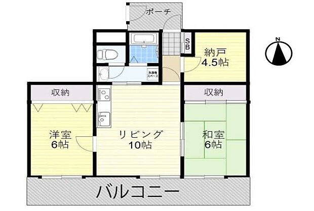 イスズハイツベル武庫川東(2SLDK) 6階の間取り図