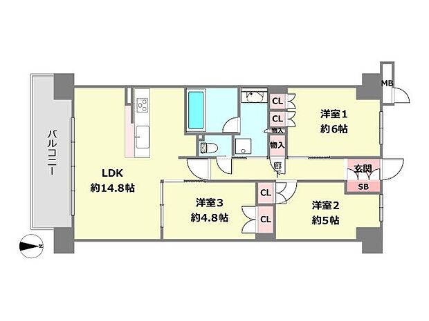 ジオ武庫川(3LDK) 6階の間取り図