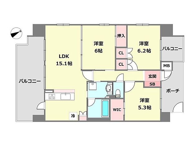 リベール尼崎西難波(3LDK) 4階の間取り図